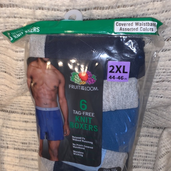 Fruit of the Loom 6 Tag Free Knot Boxers 2XL New - Picture 2 of 4